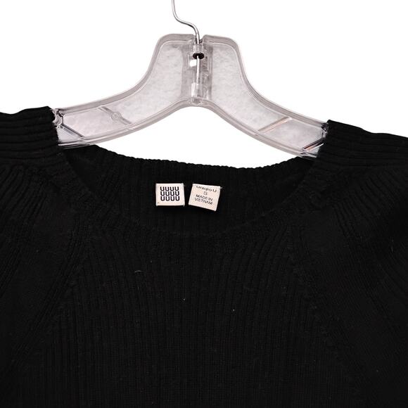 Uniqlo U Collection Wool Sweater Top Size Small Black Long Sleeve Ribbed Knit - Picture 6 of 8